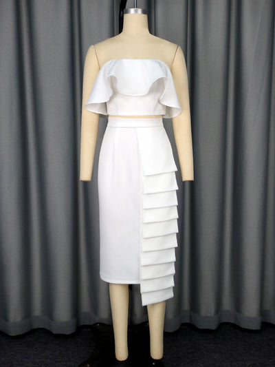 Conjunto Asimétrico: Top Tubo Blanco con Falda Cadera - Image 6