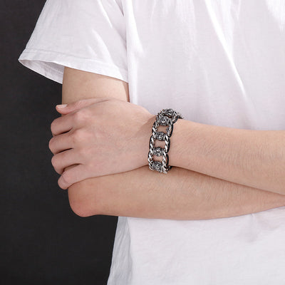 Pulsera de Acero Inoxidable Calavera Retro para Halloween - Image 17