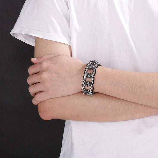 Pulsera de Acero Inoxidable Calavera Retro para Halloween - Image 17