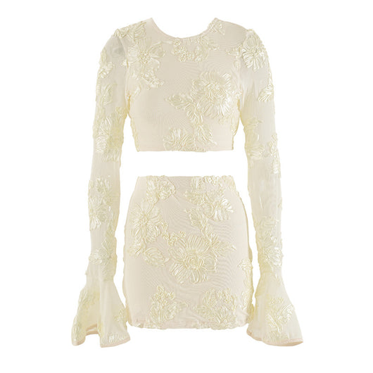 Conjunto Falda-Blusa Floral Bordada Escotado - Image 7