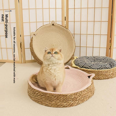 Nido de Ratán para Gatos con Cojín de Algodón - Uso Todo el Año - Image 3