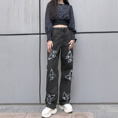 Pantalones Vaqueros Rectos con Mariposas Fashion - Image 3