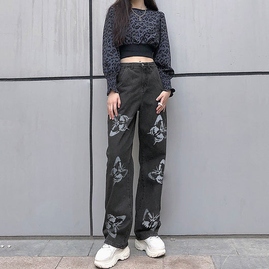 Pantalones Vaqueros Rectos con Mariposas Fashion - Image 3