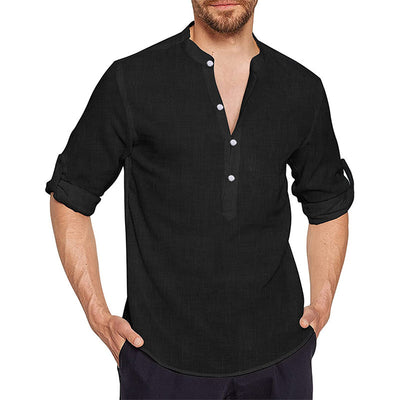 Camisa Juvenil de Algodón y Lino para Hombre - Image 4