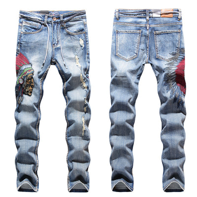 Jeans para Hombre con Bordados y Orillas Deshilachadas - Image 10