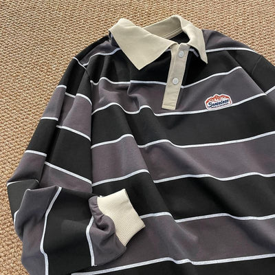 Sudadera con Capucha Vintage a Rayas Oversized para Parejas - Image 2