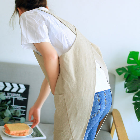 Delantal Retro Pastoral sin Tirantes para Mujer - Doble Bolsillo - Image 12