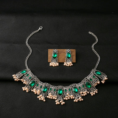 Aretes Esmeralda Vintage Estilo Étnico con Borlas y Cuentas Cuadradas - Image 12