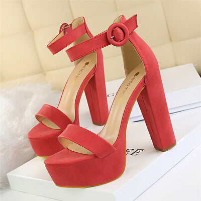 Sandalias de Tacón Alto Grueso para Desfile - Zapatos de Pasarela Profesionales - Image 9