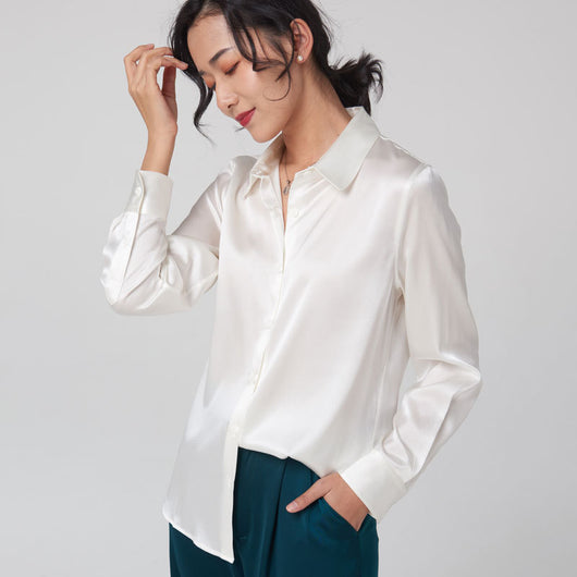 Camisa de Seda de Manga Larga Premium