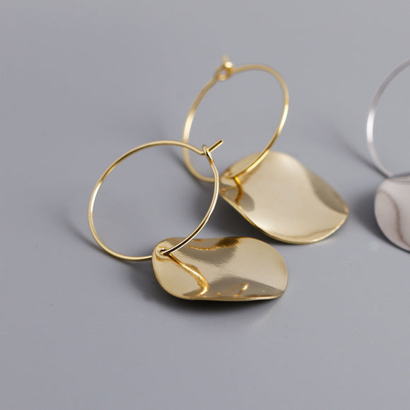 Aretes de Plata 925 con Textura de Onda Irregular