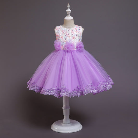 Vestido Princesa Niña Plisado Malla Elegante - Image 4