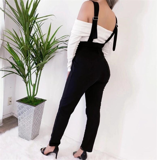 Pantalones casuales slim con tirantes de moda