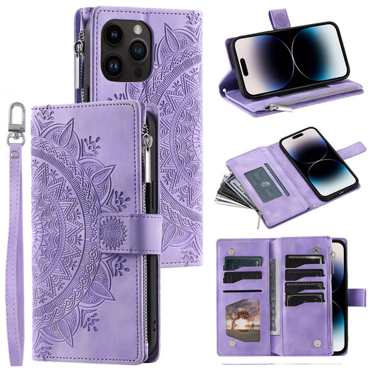 Funda Cartera Teléfono Cuero Grabado - Organizador de Tarjetas con Cierre - Image 31