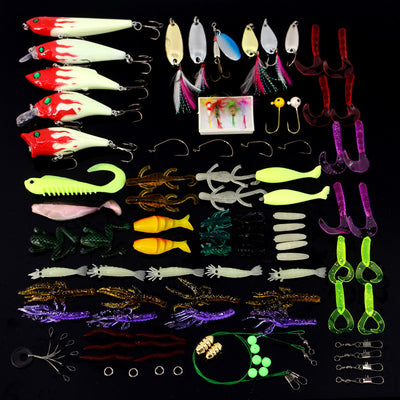 Set de 100 Anzuelos Artificiales Premium con Lentejuelas Biónicas para Pesca de Agua Dulce