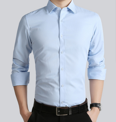 Camisa Ejecutiva de Manga Larga Estilo Coreano para Novio y Padrino - Image 3