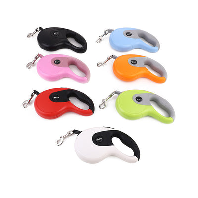 Blue and grey retractable dog leash with a black waste bag dispenser and a silver metal clip. - Image 32