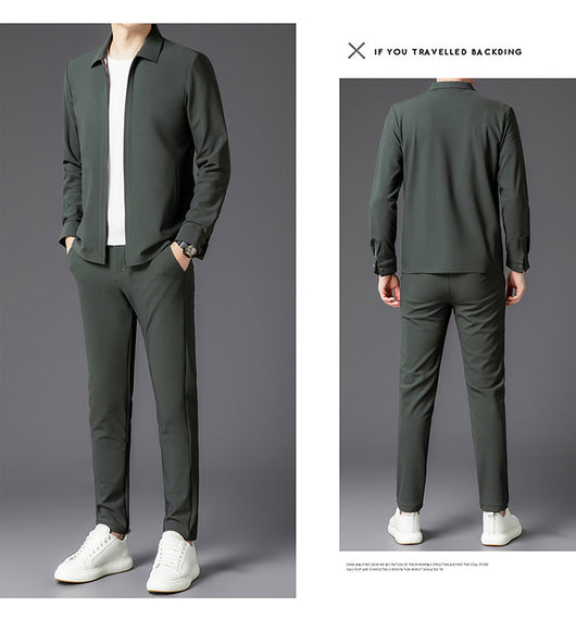 Conjunto de Dos Piezas para Hombre: Cardigan con Cierre y Pantalones Trendy Otoño - Image 18