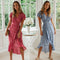 Vestido de Encaje Floral Escote V Manga Corta - Estilo Europeo Verano