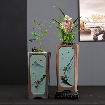 Maceta Cerámica Cuadrada Púrpura para Orquídeas y Plantas de Interior - Image 3