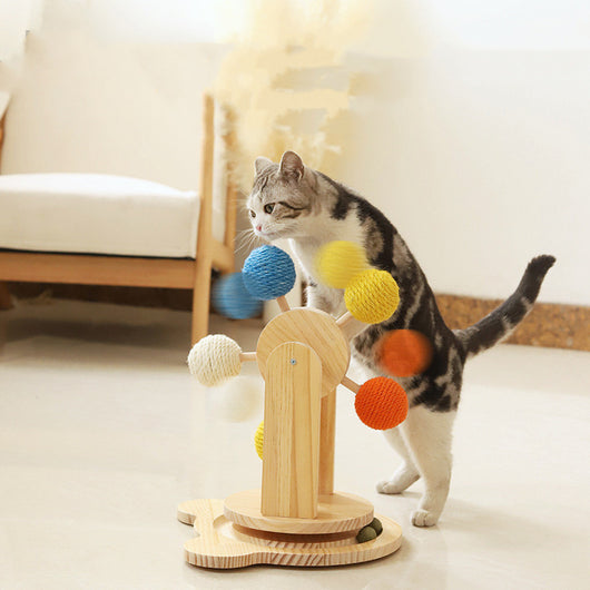 Rascador Giratorio de Madera Maciza con Cuerda de Sisal para Gatos - Image 10