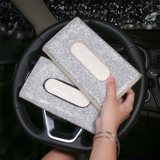 Dispensador de Pañuelos para Auto en Cuero PU Crystal - Colgante Universal