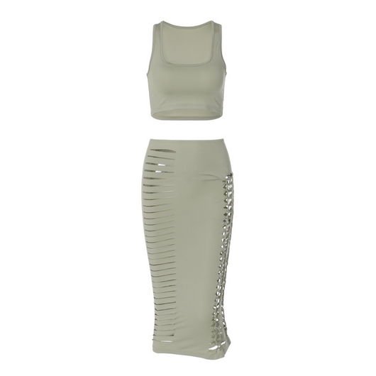 Conjunto Falda y Chaleco Calado Slim Fit Verano - Image 22
