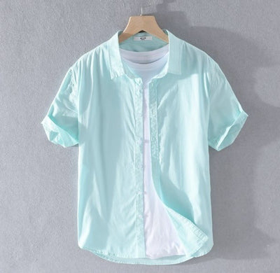 Camisa de Lino Manga Corta para Hombre - Comodidad de Verano - Image 7