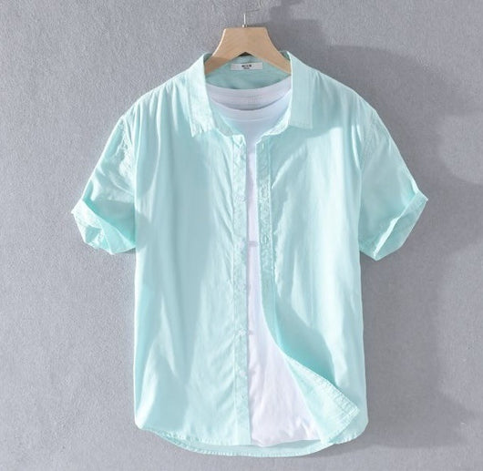 Camisa de Lino Manga Corta para Hombre - Comodidad de Verano - Image 7
