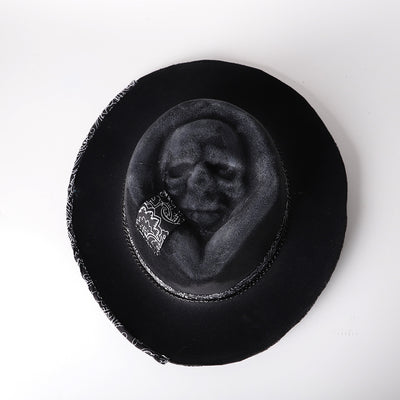 Gorro Calavera Artesanal Halloween - Diseño Denim y Fieltro - Image 5