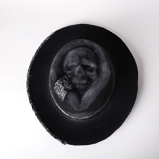 Gorro Calavera Artesanal Halloween - Diseño Denim y Fieltro - Image 5