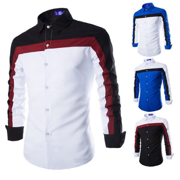 Camisa Casual de Manga Larga con Detalles de Costura para Hombre