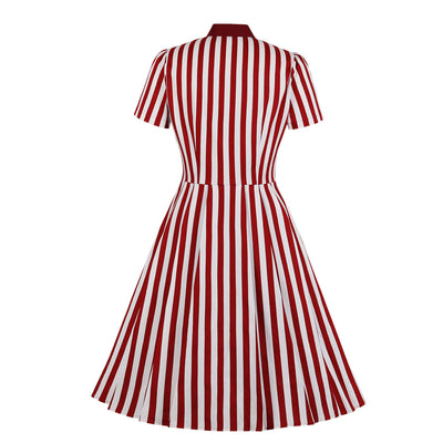 Vestido Vintage a Rayas con Botones - Image 2