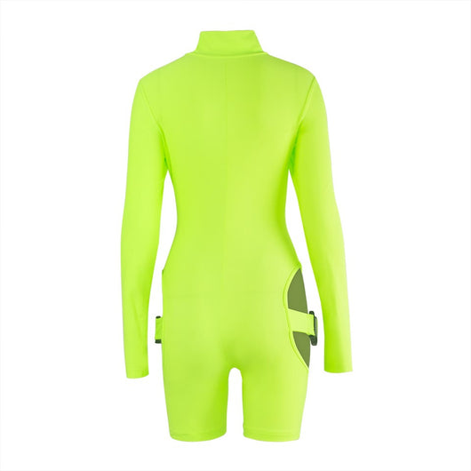 Jumpsuit Escolar Manga Larga Verde Neón con Bolsa Integrada - Image 11