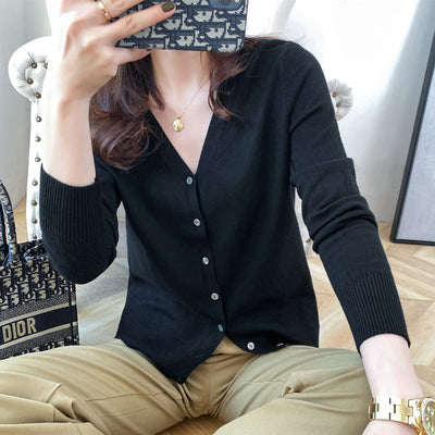 Cardigan Corto Cuello V para Mujer - Suéter Exterior Versátil - Image 2