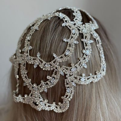 Diadema Novia Retro Floral con Cristales Brillantes