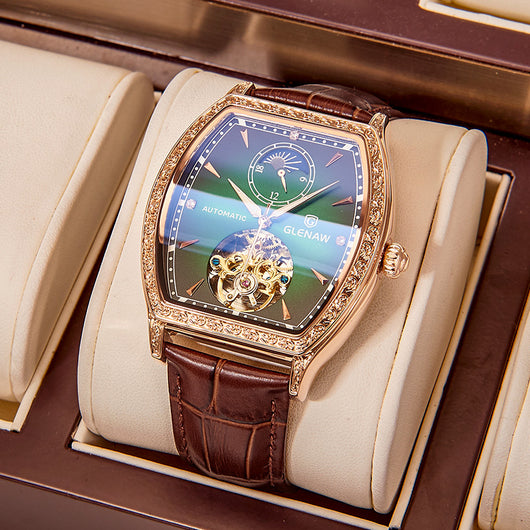 Reloj Mecánico Automático Impermeable con Esfera Luminosa de Cuero - Image 11