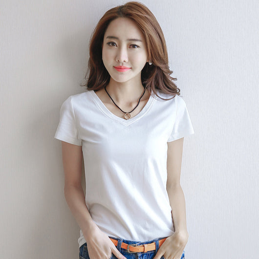 Blusa Camiseta Mujer Verano Cuello Redondo Manga Corta Estilo Coreano - Image 2
