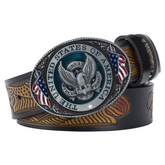 Cinturón de Cuero Genuino para Hombre con Hebilla Águila - Estilo Casual y Moderno - Image 11