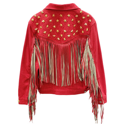 Abrigo para Mujer con Remaches de Estrella Europea y Borla Decorativa - Image 4