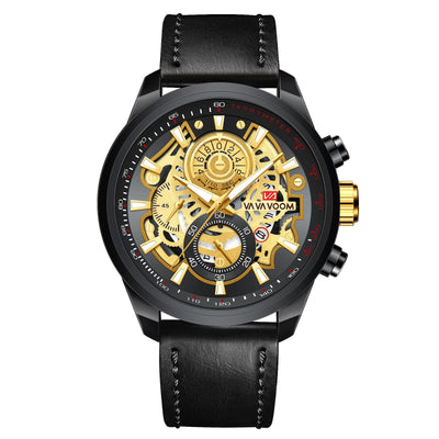 Reloj de Cuarzo para Hombre Dorado Negro Elegancia Empresarial - Image 6