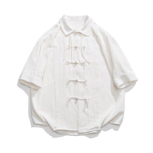 Camisa Hanfu de Algodón y Lino para Hombre - Estilo Tang Clásico Verano - Image 4