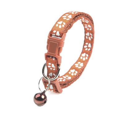Collar para Cachorro con Cascabel y Estampado de Patitas en Colores Sólidos - Image 10