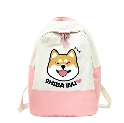 Mochila Canvas Shiba Inu Versátil para Uso Diario