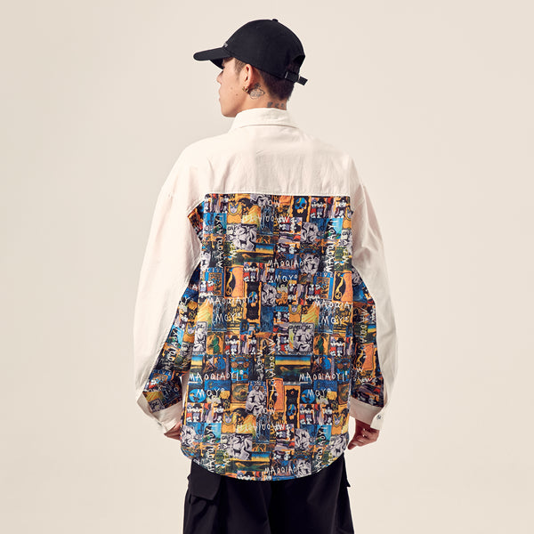 Camisa Suelta Estampada para Hombre
