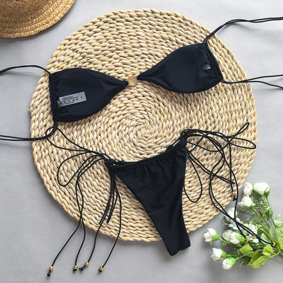 Traje de Baño Bikini Negro y Blanco Dividido para Mujer - Image 21