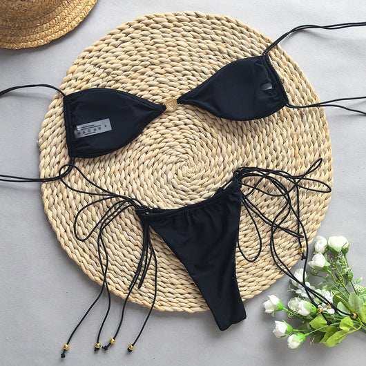 Traje de Baño Bikini Negro y Blanco Dividido para Mujer - Image 21
