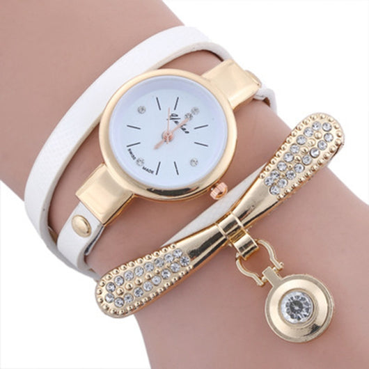 Reloj de Pulsera de Cuarzo Circular para Mujer con Correa de Cuero - Image 7