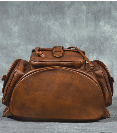 Mochila de Cuero Genuino Estilo Retro - Bolsa Casual Versátil - Image 13