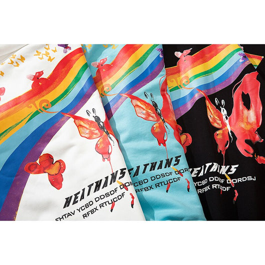 Sudadera Hip Hop Rainbow con Estampado Mariposa - Hoodie Streetwear Casual Unisex - Image 4
